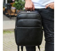 Універсальний чоловічий рюкзак із шкіри 41х31х16, зручний наплічник для ноутбука та документів, чорний