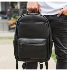 Чоловічий шкіряний рюкзак 41х31х16, універсальний міський наплічник для роботи та поїздок, офісна чоловіча сумка, чорний
