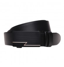 Автоматичний пасок з натуральної шкіри 115-125×3.5 / ремінь на штани для чоловіка, чорний