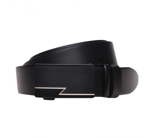 Автоматичний пасок з натуральної шкіри 115-125×3.5 / ремінь на штани для чоловіка, чорний