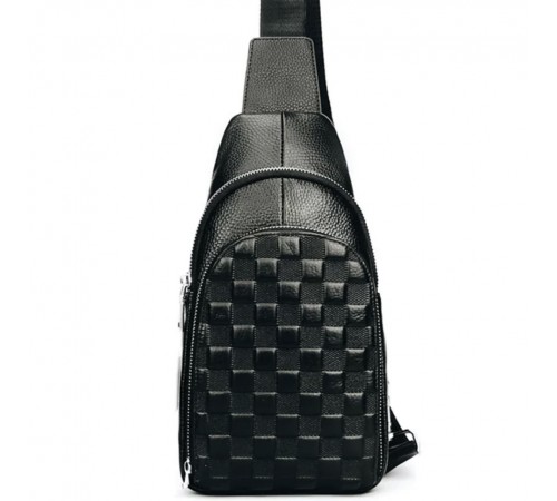 Чоловічий рюкзак на одне плече 18х31х6, шкіряний слінг, чорний