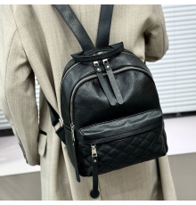 Жіночий шкіряний рюкзак міський 30х23х12, наплічник з натуральної шкіри, чорний