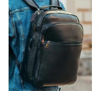 Рюкзак шкіряний для чоловіка 29х40х15, чорний колір